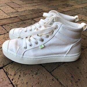 High Top Off-White Canvas Sneakers Size 7 Women